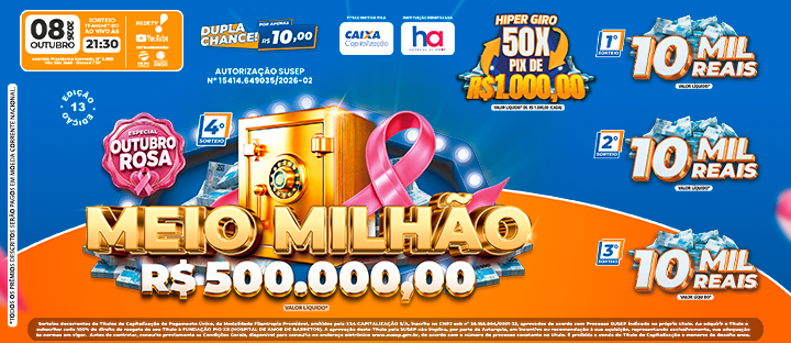 500 mil reais / 3x 10 mil / 50x pix de R$ 1.000,00